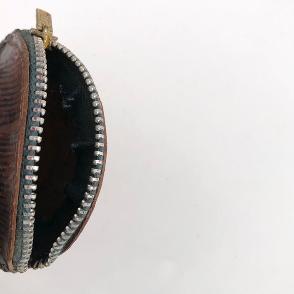 vintage Kitty Cat Face Leather Coin Purse Hand Tooled and Painted Zipper AS IS - Picture 5 of 6